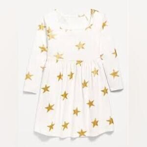 Old Navy Gold Stars Long-Sleeve Square Neck Fit and Flare Dress
